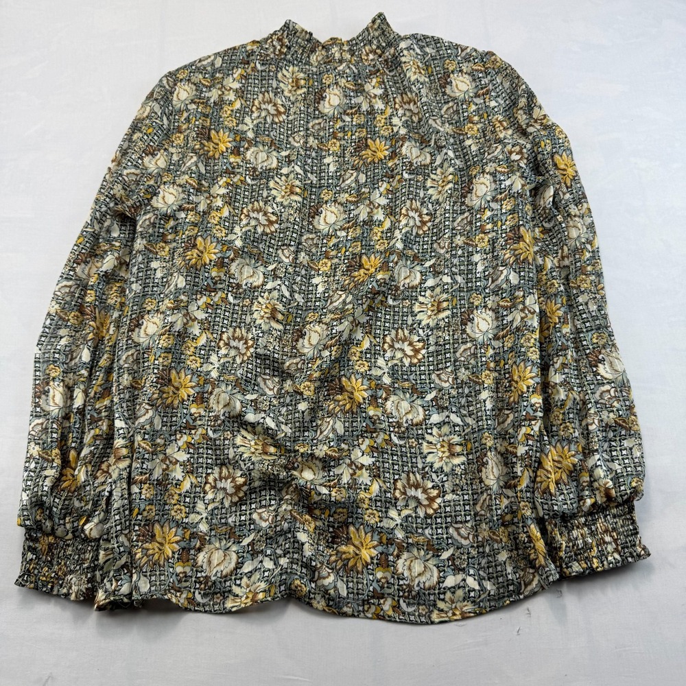 Maison d'Amelie Paris Blouse Top Womens M Multi Floral Smocked Bishop Sleeve
